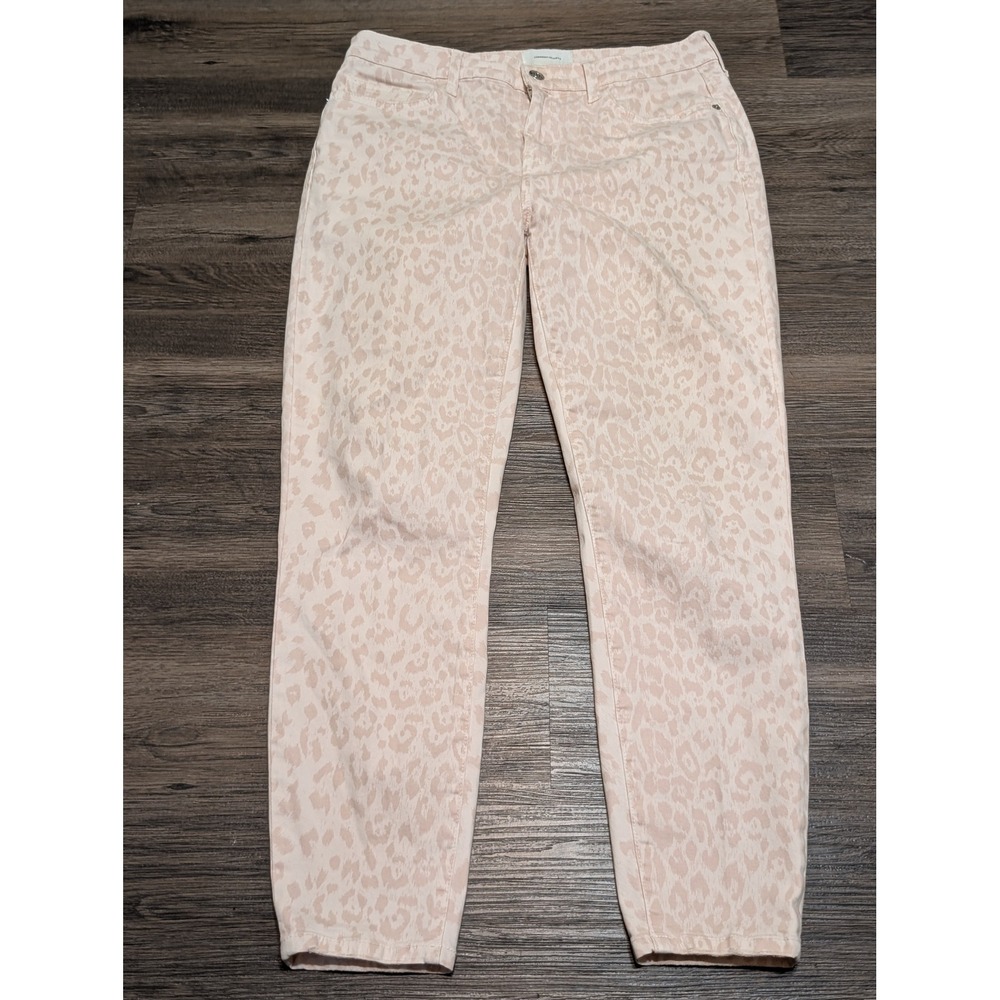 Current Elliott Womens 29 Pink Leopard Print Skinny Ankle Jeans Slim Denim Pants